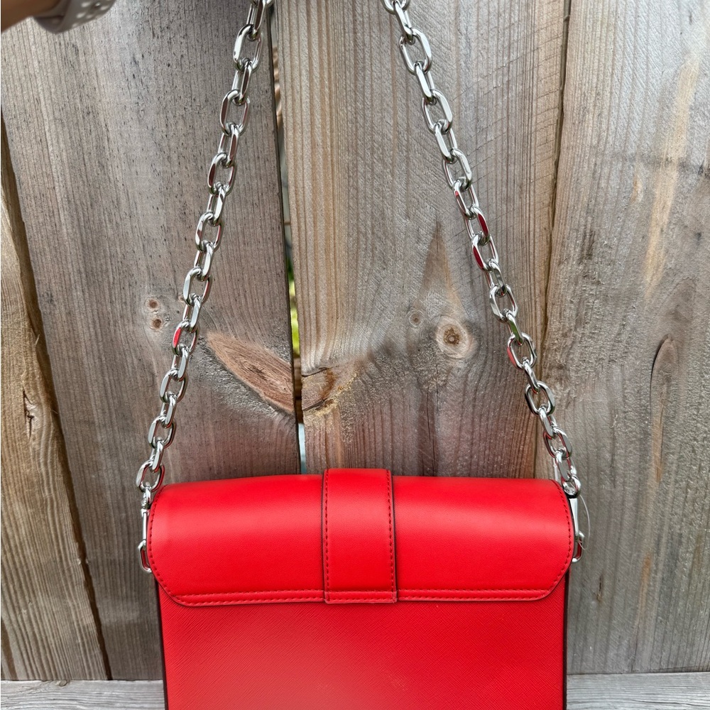 Michael Kors Red Crossbody Bag with Chain Straps - Picture 3 of 5